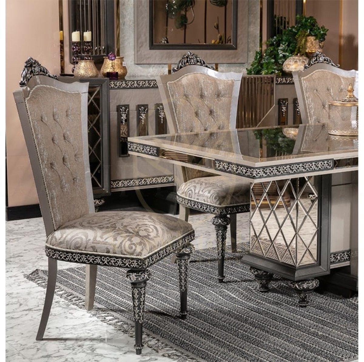 Royal Tarcin Hand Carved Teak Dining Table Set, Saharanpur, view 3
