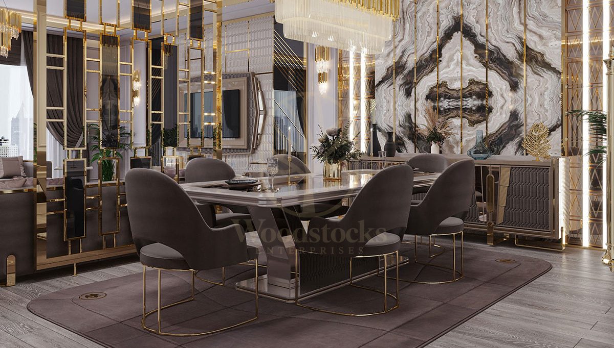 Luxury Loftusa Handcrafted Teak Dining Table Set, Saharanpur, view 9