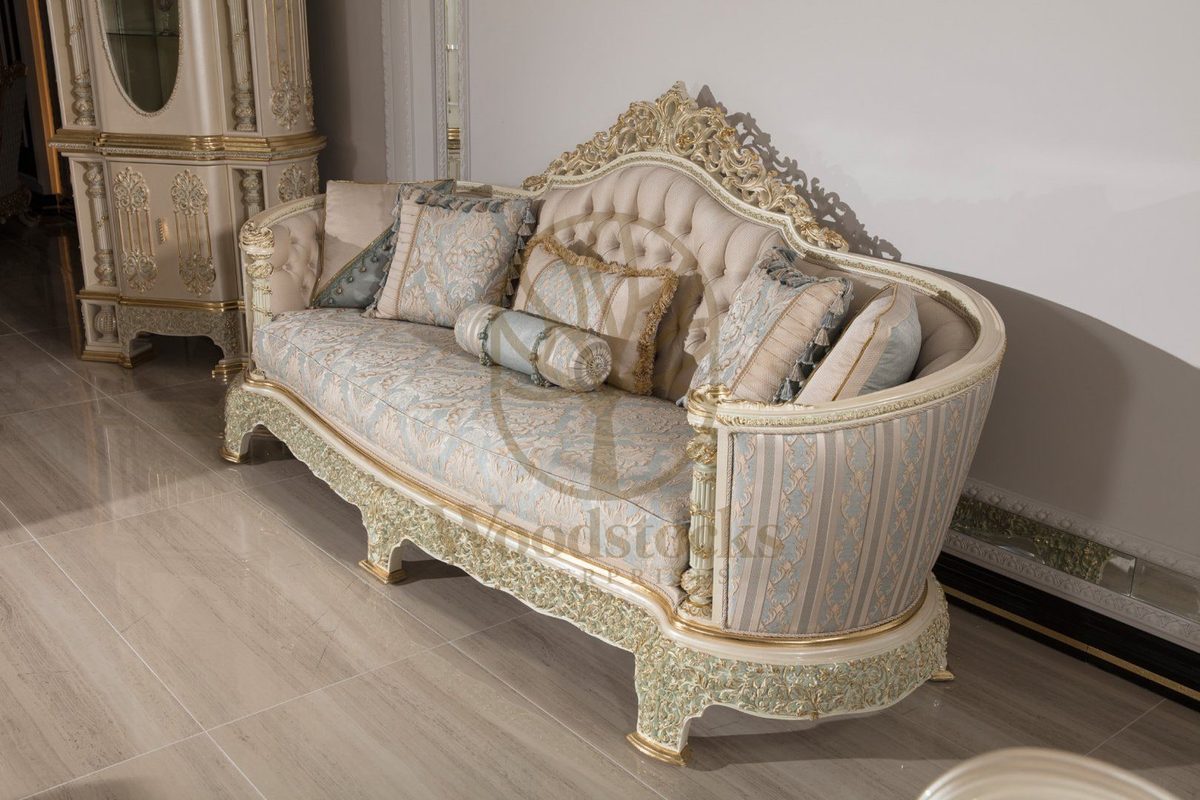 Teak Monaco Ivory and Powder Blue Sofa Set, view 5