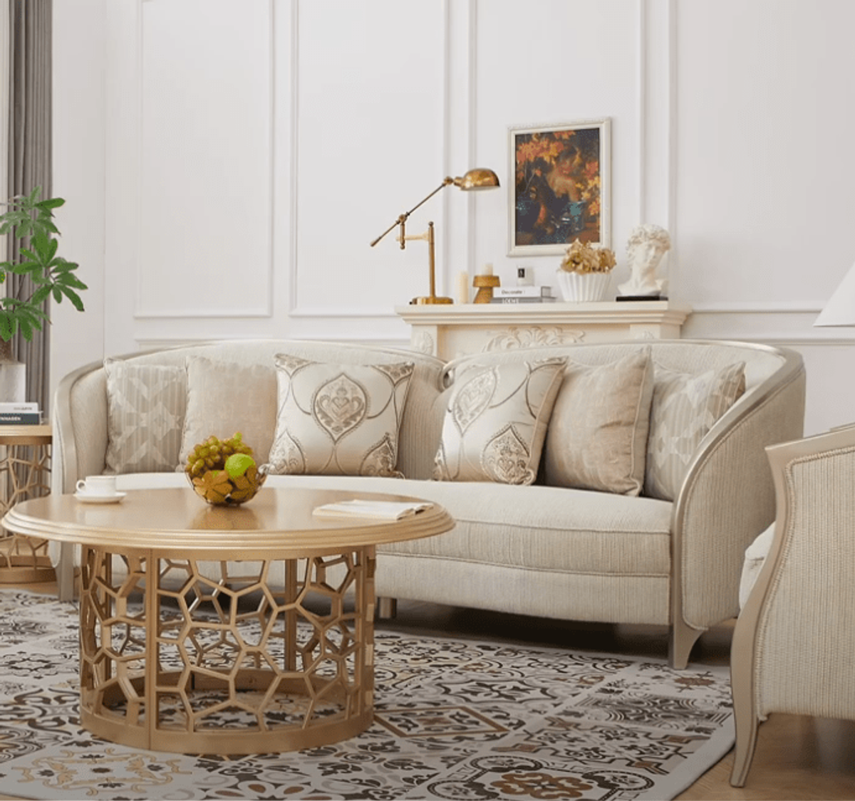 WSE High Quality Teak Wood Contemporary Silver Sofa Set II, Sofa Set