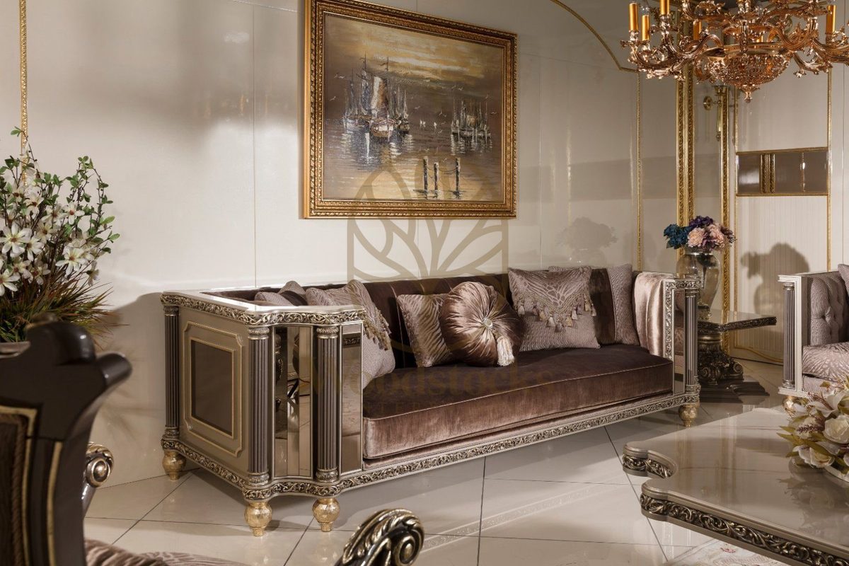 Teak Roma Mauve Velvet Sofa Set, view 7