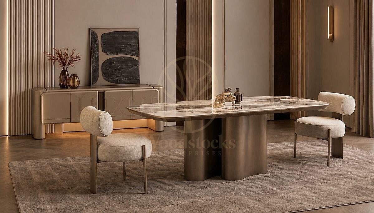 Luxury Mesa Handcrafted Teak Dining Table Set, Saharanpur, Dining Table