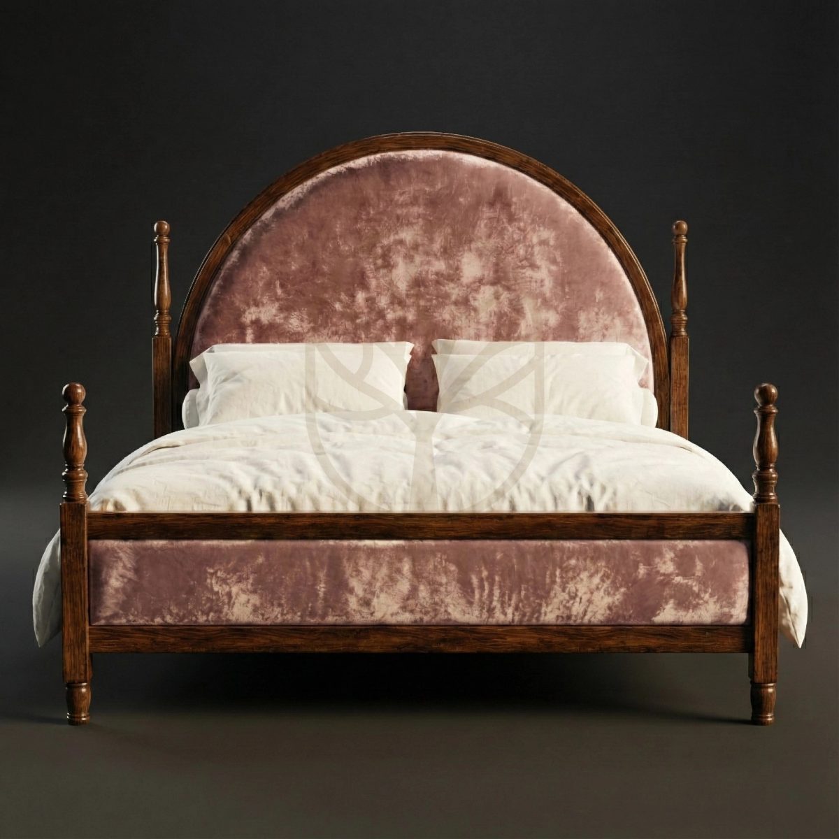Royal Teak Lyonnais Velvet-Panel Arched Salon Bed, Saharanpur, view 2