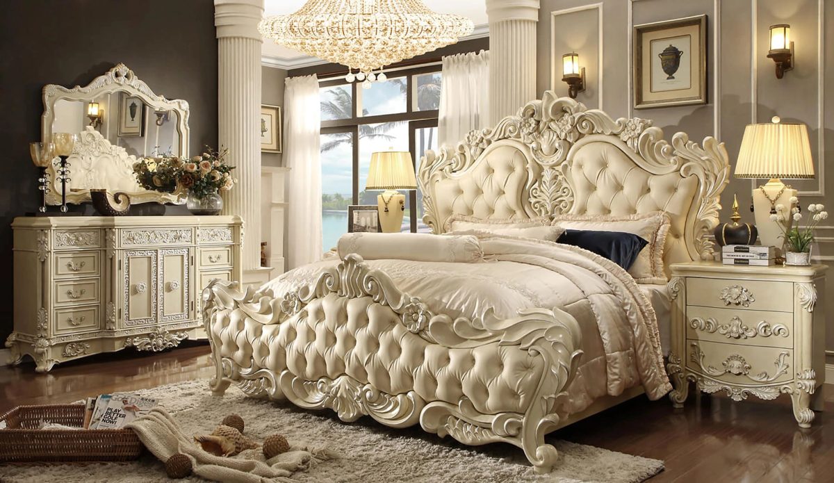 WSE High Quality Teak Wood Royal 4-Piece King Size Bed, King Size Bed