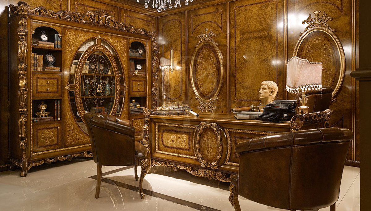 Royal Saltanas Bronze Hand Carved Teak Office Table, Saharanpur, view 2