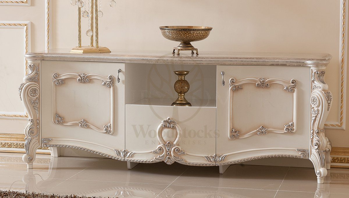 Royal Kayihan Hand Carved Teak TV Cabinet II, Saharanpur, TV Cabinet