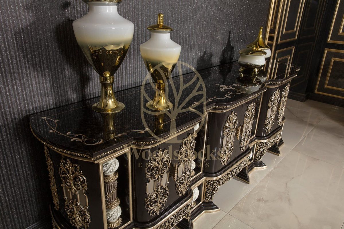 Teak Monaco Charcoal and Ivory TV Cabinet, alternate view