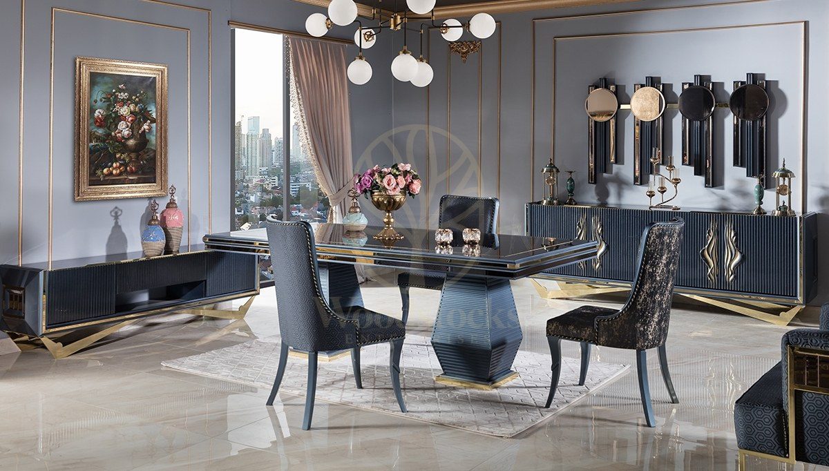Luxury Valentin Handcrafted Teak Dining Table Set, Saharanpur, Dining Table