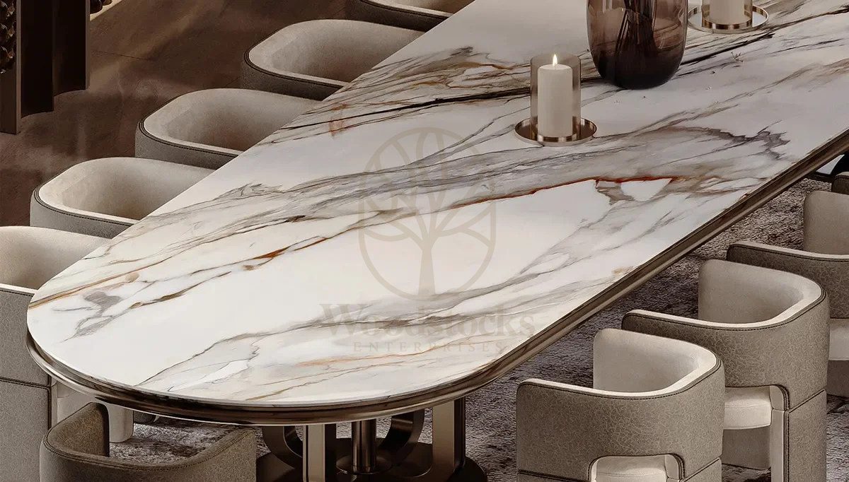 Luxury Dining Marble Handcrafted Teak Dining Table Set, Saharanpur, view 3