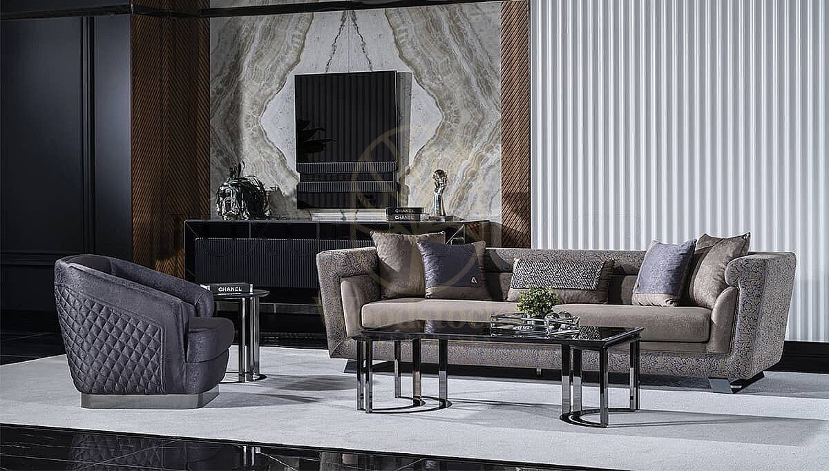 Luxury Savena Anthracite Handcrafted Teak Sofa Set, Saharanpur, view 2