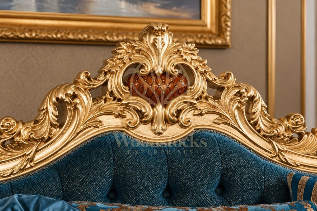 Luxury Turkish Baroque Carved Tufted Teak Sofa, view 4