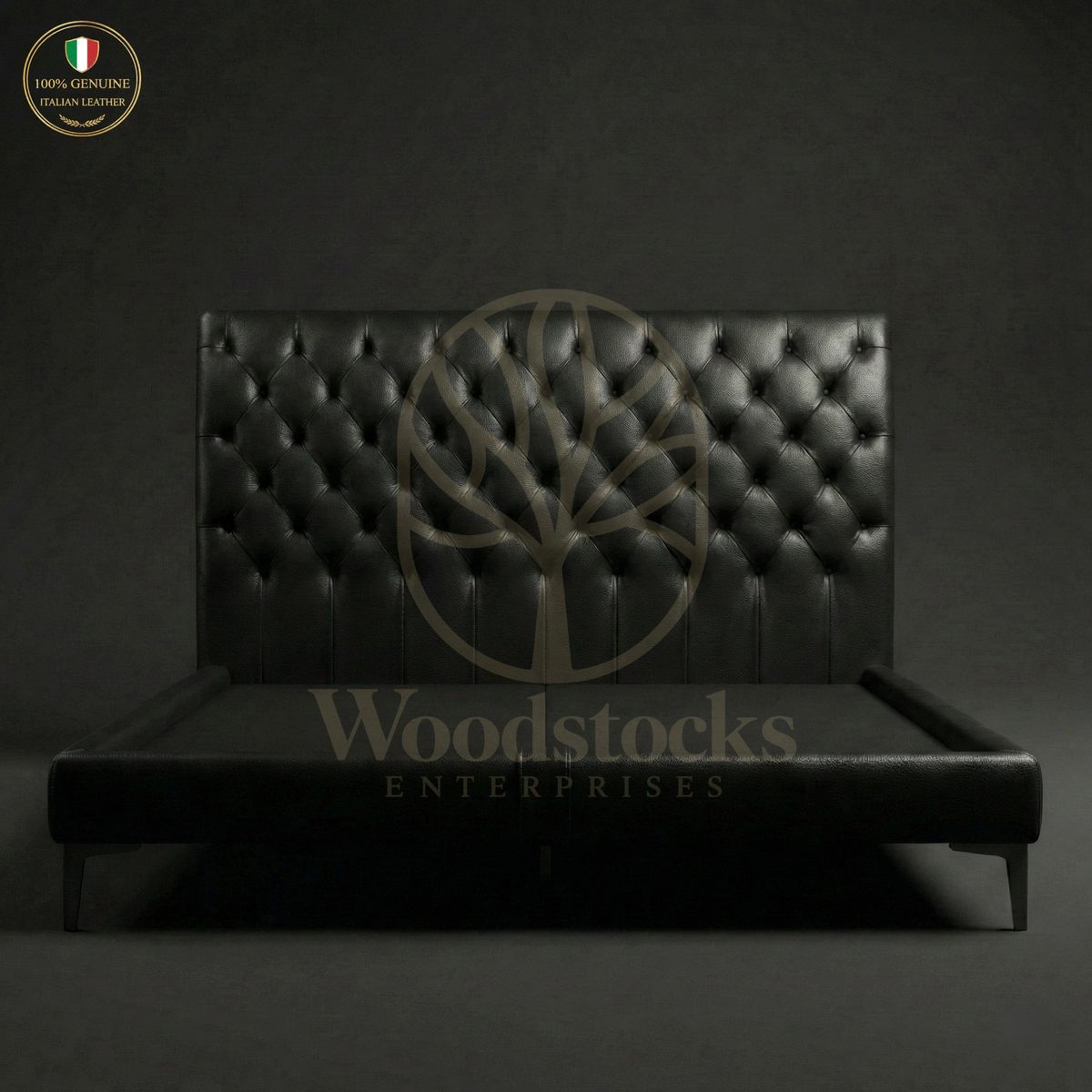 Luxury Teak St. James’s Chesterfield Leather Bed, Saharanpur, view 4