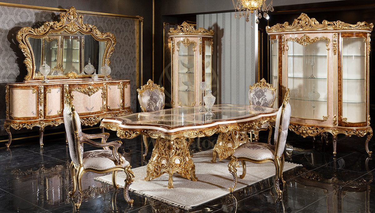 Royal Veliaht Hand Carved Teak Dining Table Set III, Saharanpur, Dining Table