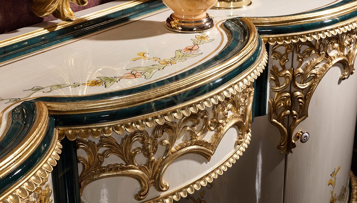 Royal Zumra Gold Leaf Hand Carved Teak King Size Bed, Saharanpur, view 8