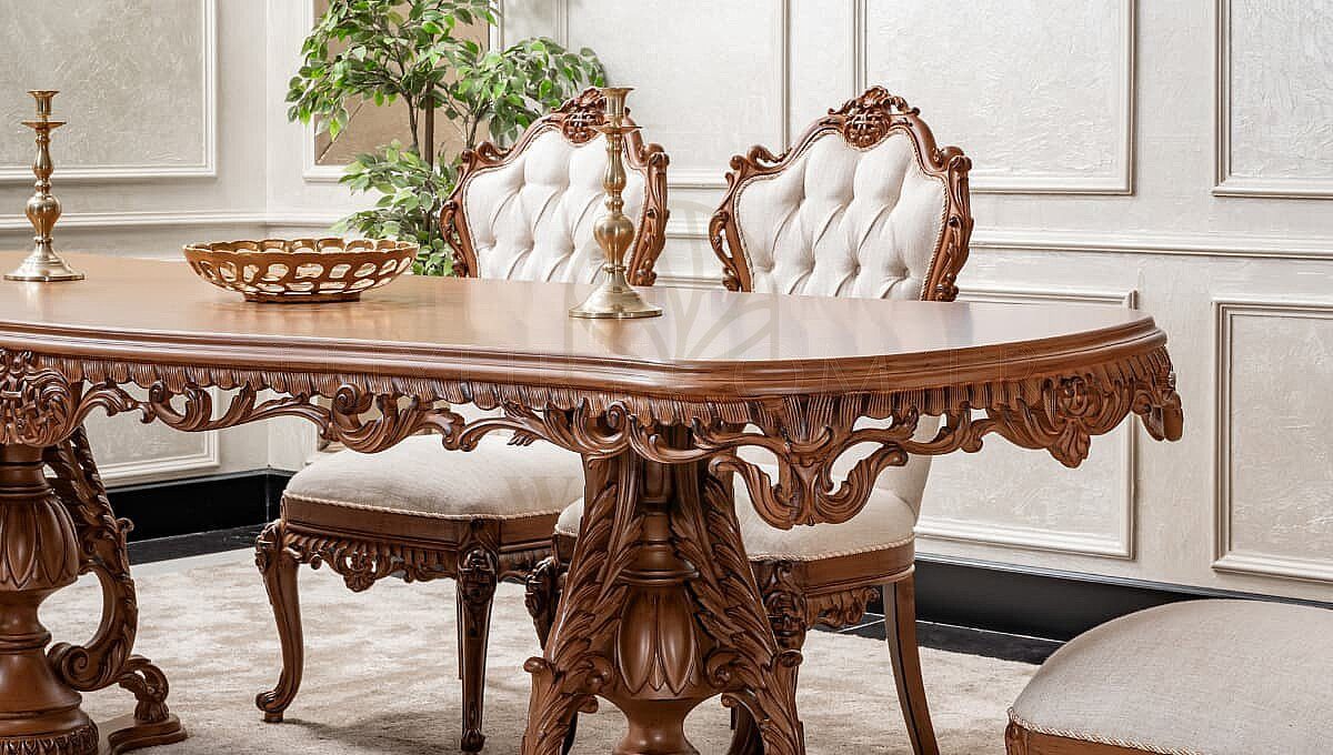 Royal Fioralta Hand Carved Teak Dining Table Set, Saharanpur, view 4