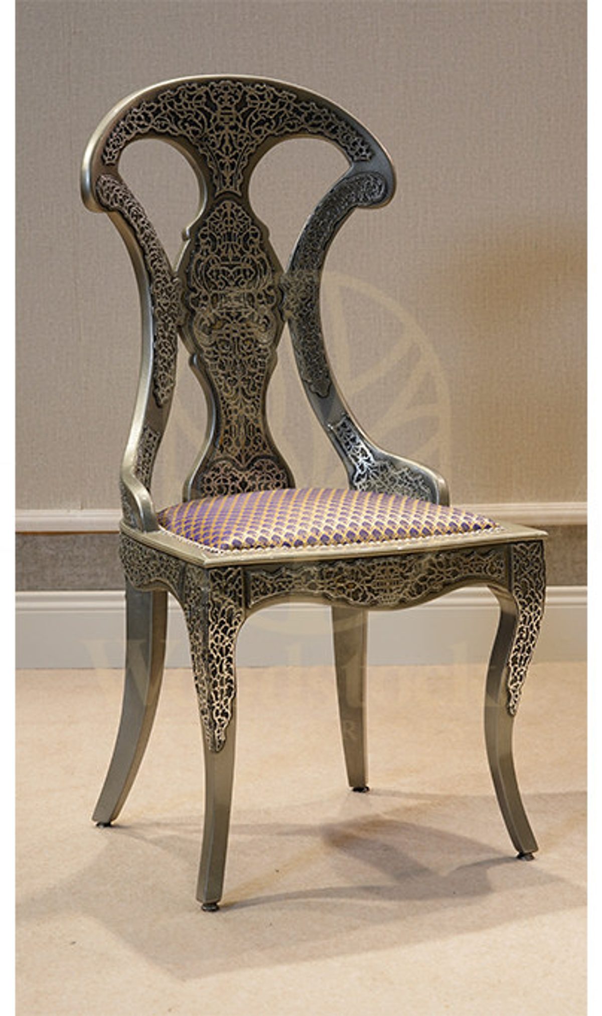 Luxury Laos Handcrafted Teak Armchair, Saharanpur, view 3