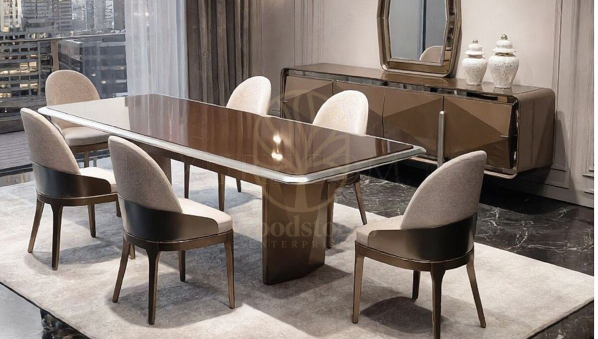 Luxury Nexus Handcrafted Teak Dining Table Set, Saharanpur, view 3