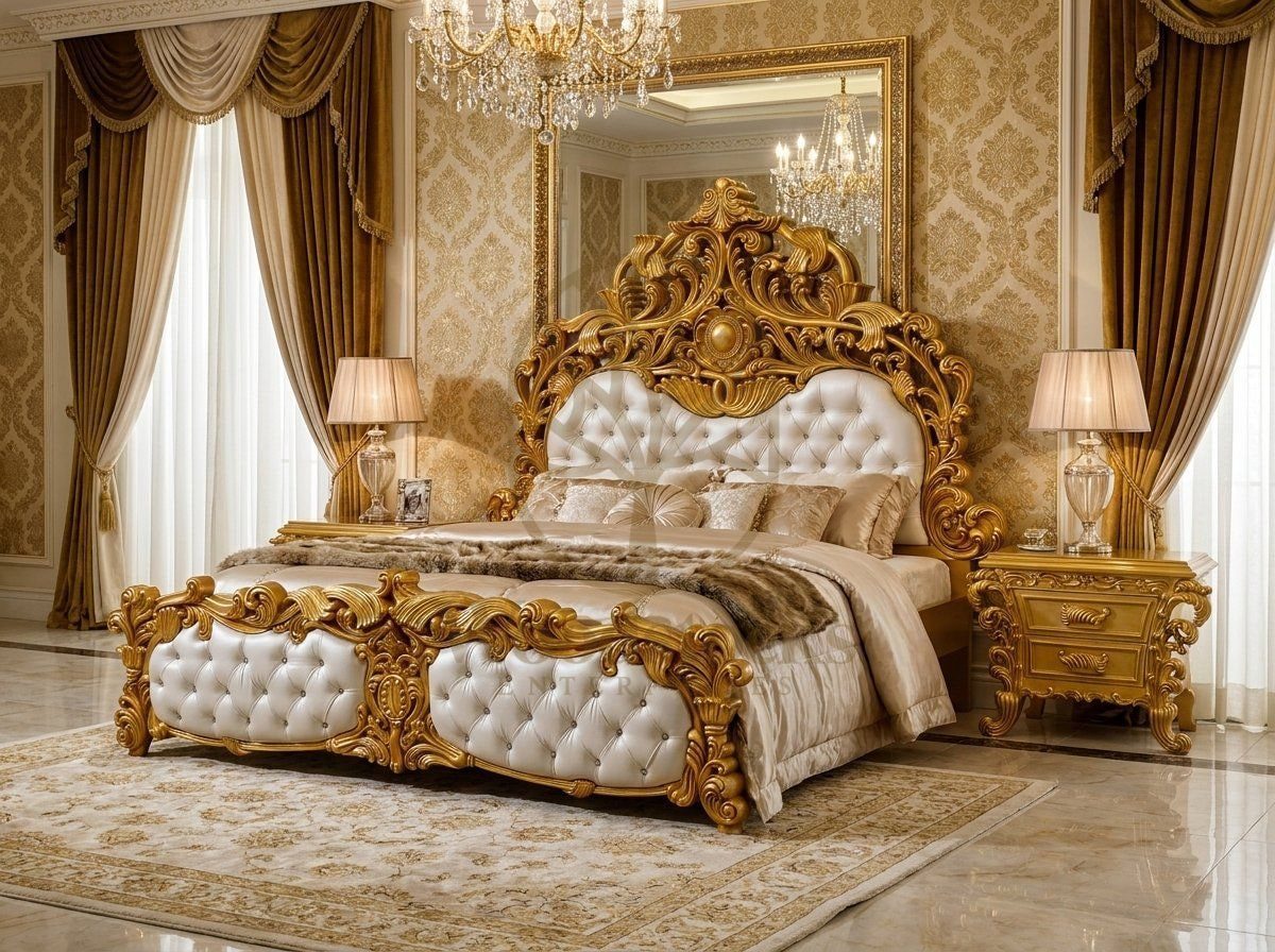 Maharaja Royal Carved Tufted King Bed, view 3