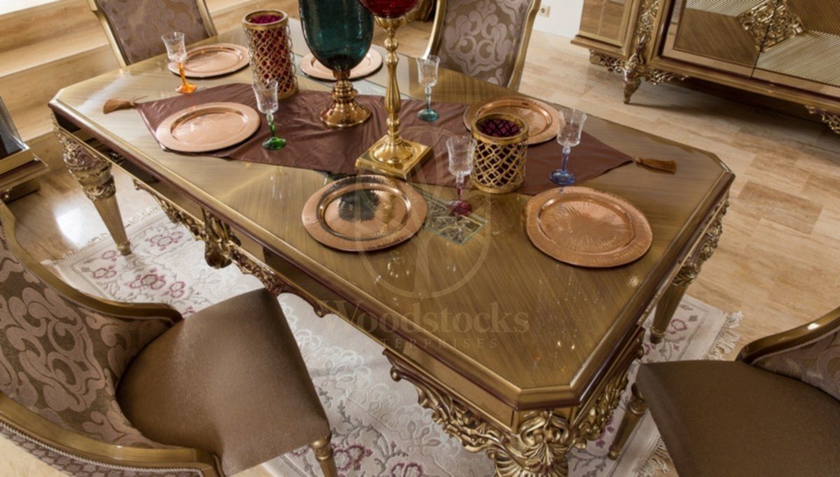 Royal Lopes Hand Carved Teak Dining Table Set, Saharanpur, view 6