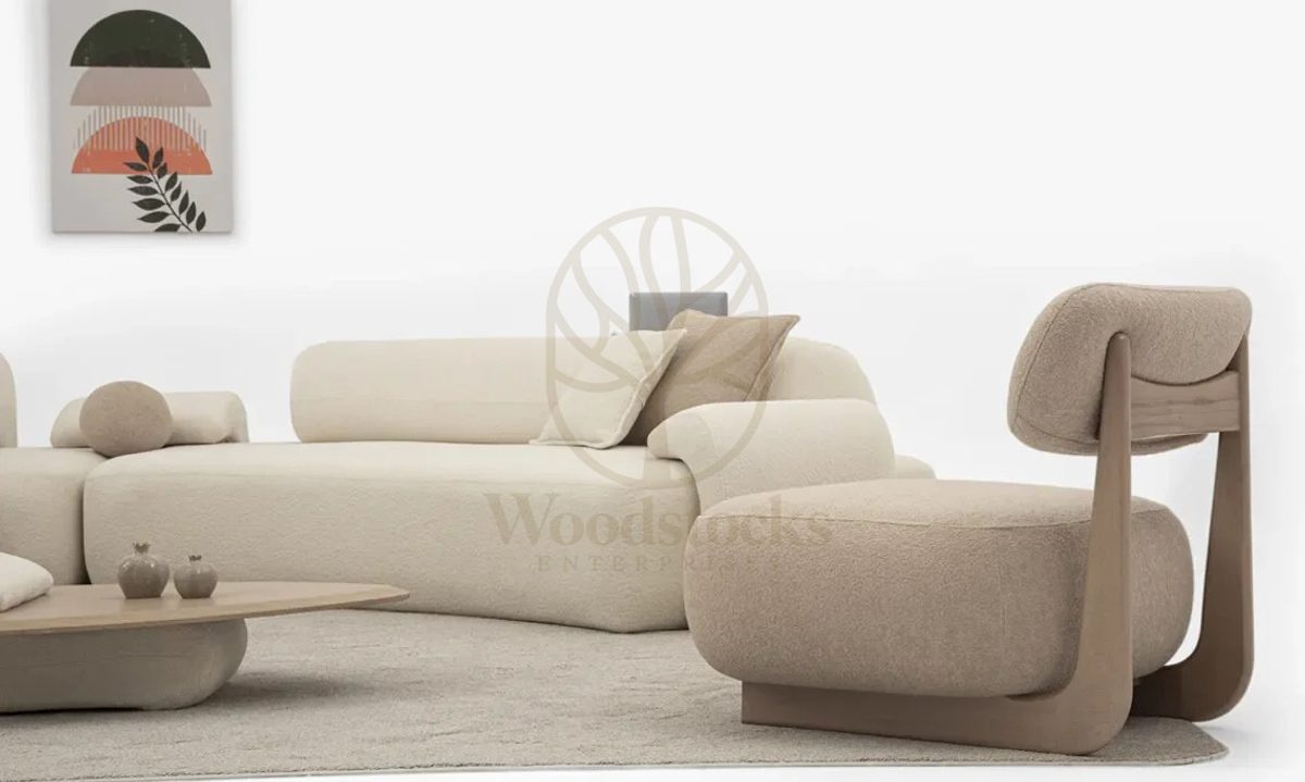 Luxury Solis Cream Handcrafted Teak Sofa Set, Saharanpur, view 4