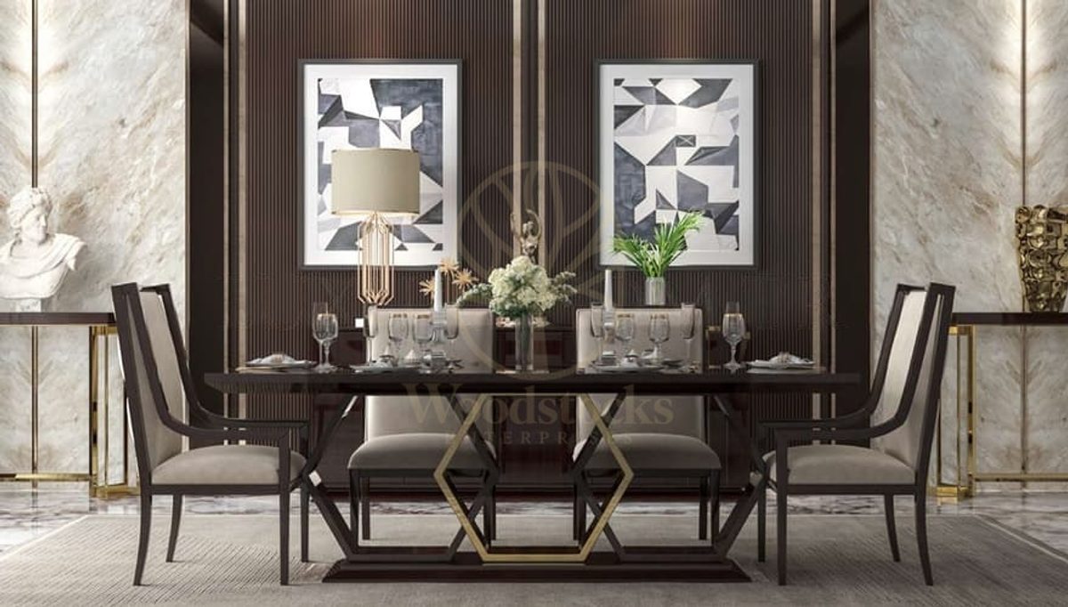 Luxury Elsium Handcrafted Teak Dining Table Set, Saharanpur, Dining Table
