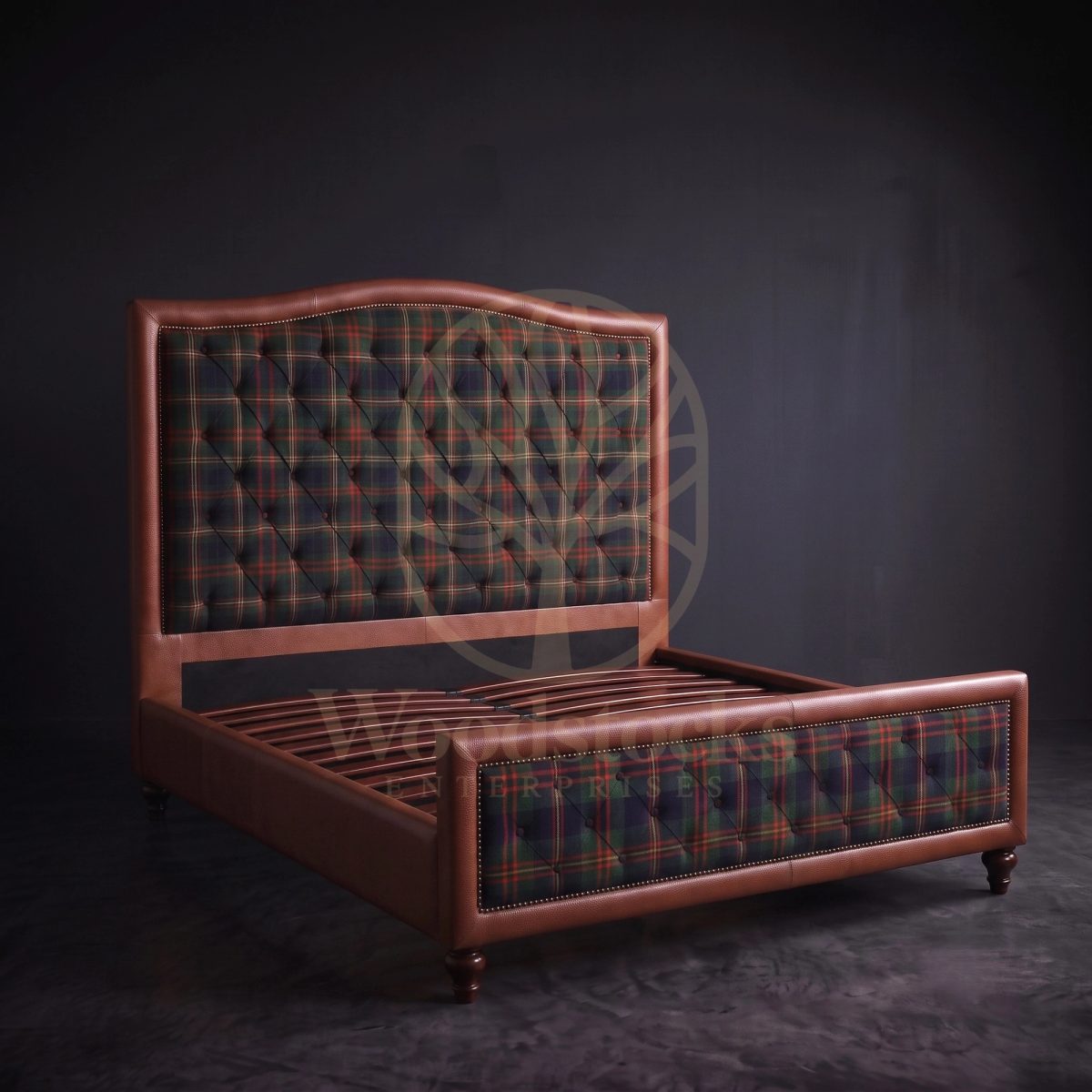 Luxury Teak Glenmore Highland Tartan Chesterfield Bed, Saharanpur, view 2