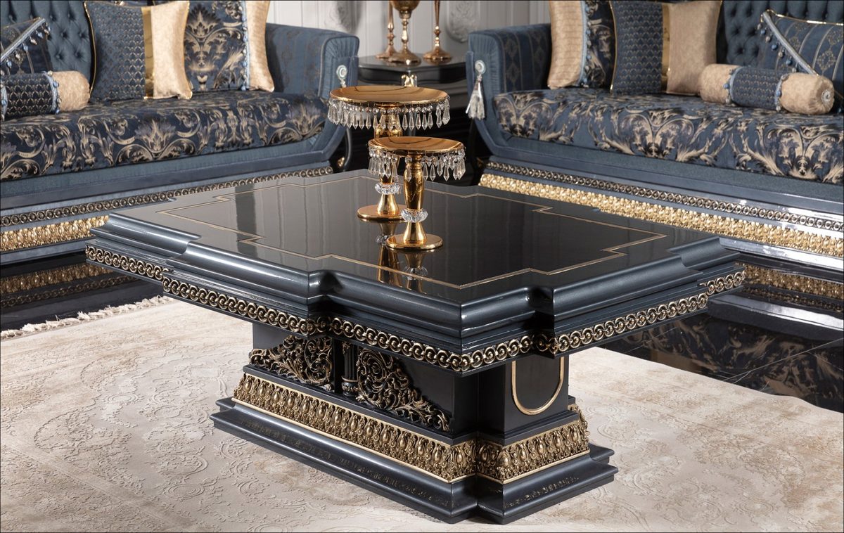 Teak Palace Blue and Gold Center Table, Center Table