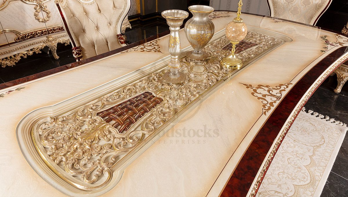 Royal Labros Hand Carved Teak Dining Table Set, Saharanpur, view 8