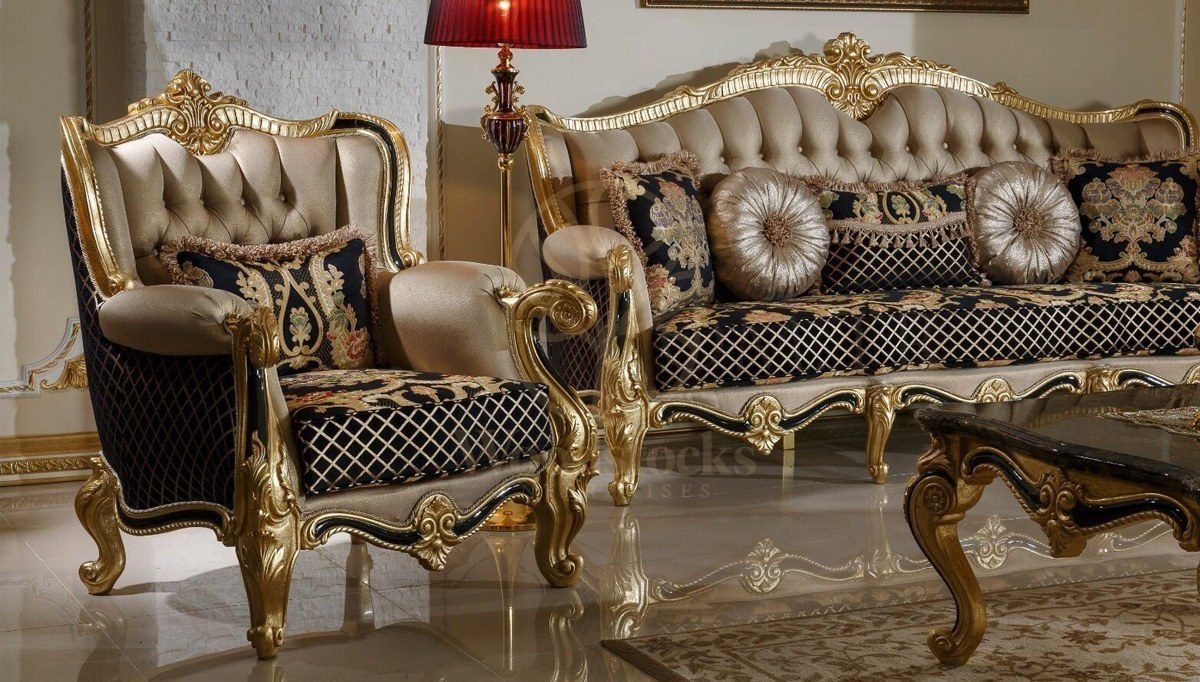 Royal Kayihan Black Hand Carved Teak Sofa Set, Saharanpur, view 2