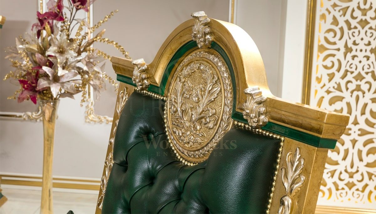 Royal Saheste Green Hand Carved Teak Sofa Set, Saharanpur, view 5