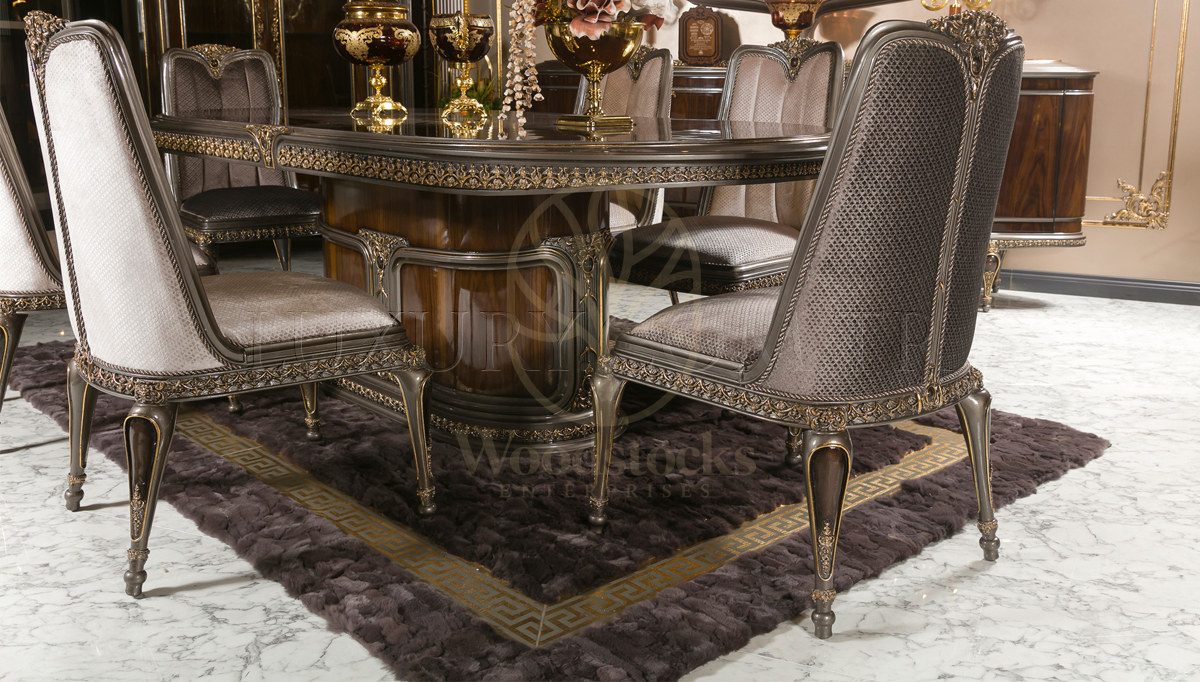 Royal Astera Hand Carved Teak Dining Table Set, Saharanpur, view 2