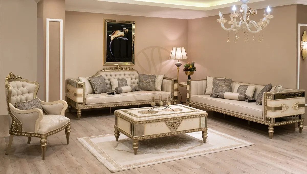 Royal Baxter Hand Carved Teak Sofa Set, Saharanpur, Sofa Set
