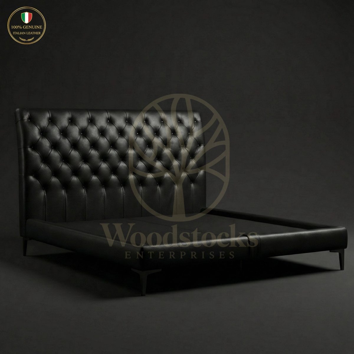 Luxury Teak St. James’s Chesterfield Leather Bed, Saharanpur, view 2