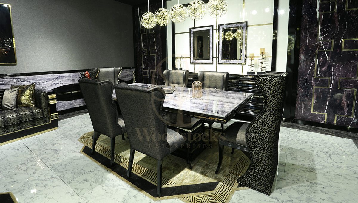 Luxury Sacramento Handcrafted Teak Dining Table Set, Saharanpur, view 4