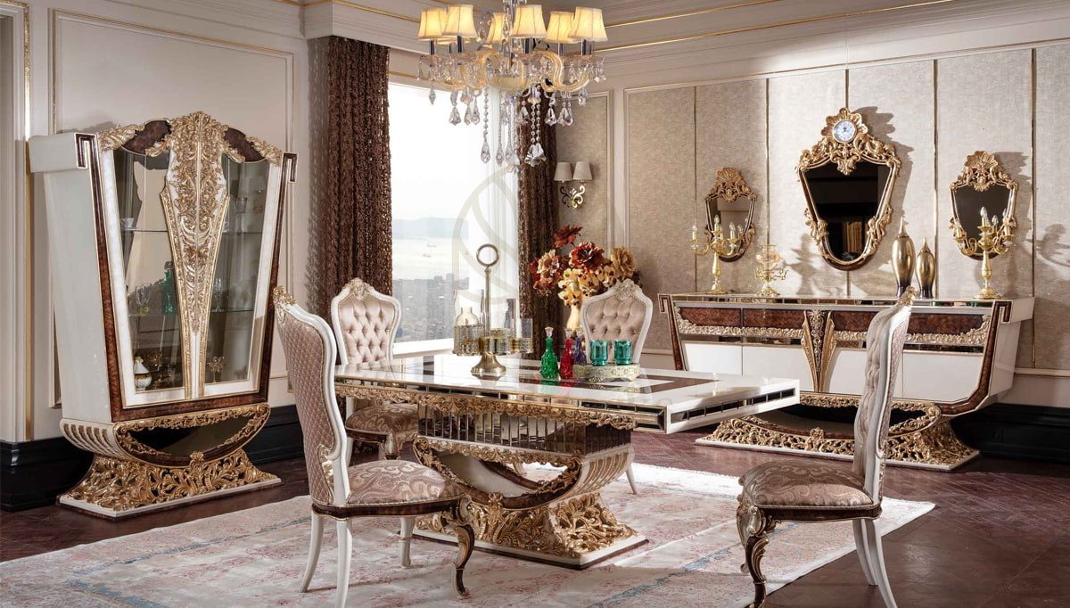 Royal Eritre Bronze Hand Carved Teak Dining Table Set, Saharanpur, Dining Table