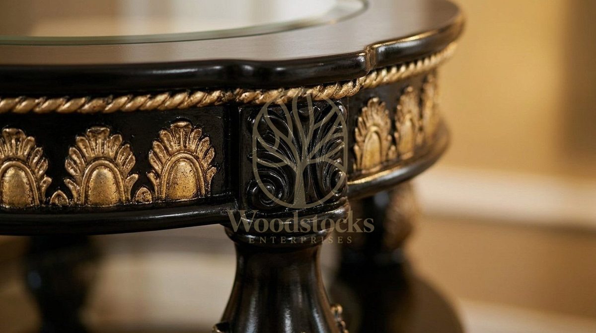 Teak European Black Enamel Corner Table, view 3