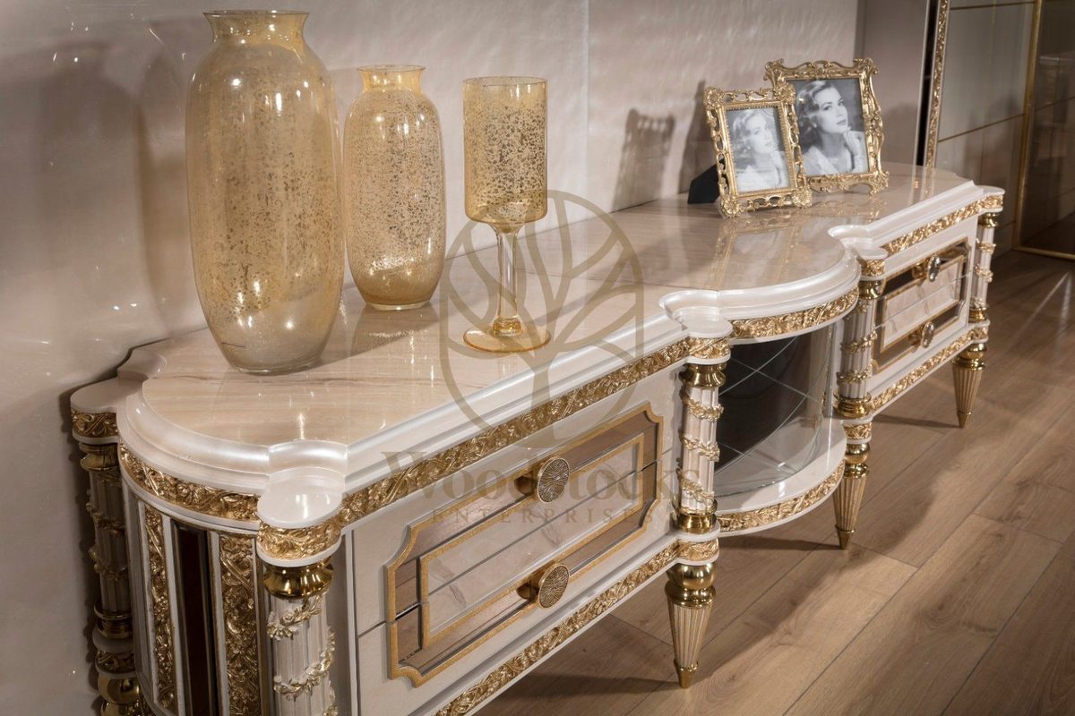 Teak Sarina Ivory and Black TV Cabinet, view 3