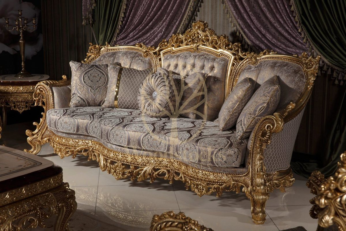 Teak Sovereign Antique Gold and Brown Sofa Set, view 4
