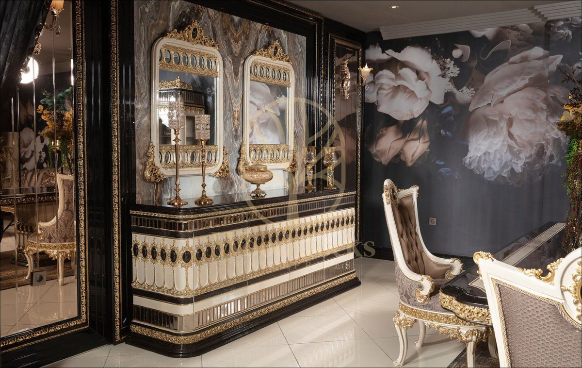 Teak Regal Ivory and Gold Dining Set, view 4
