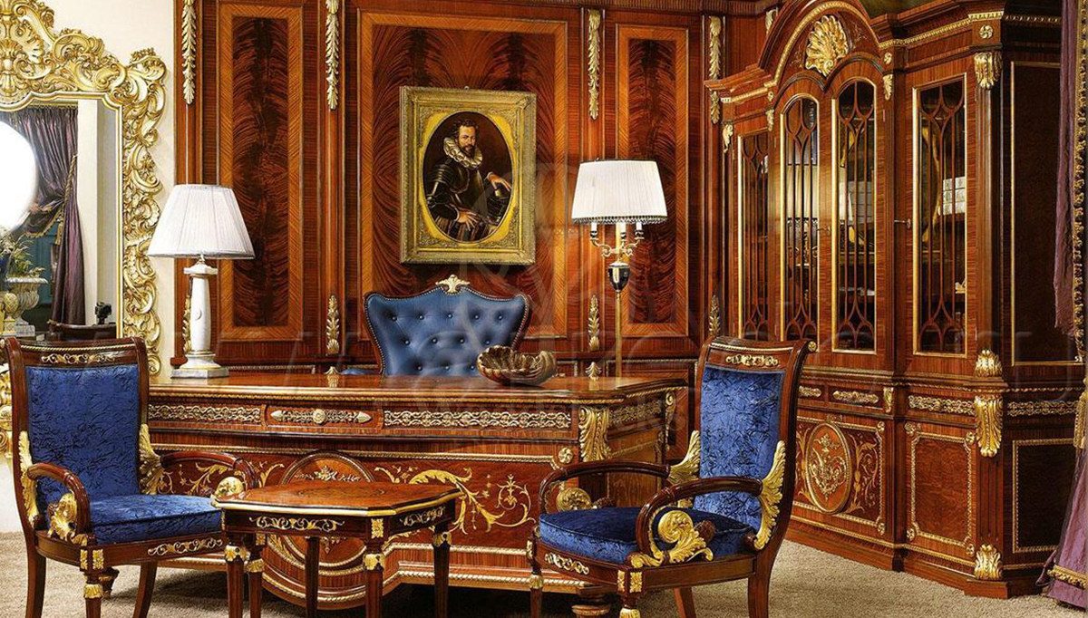 Royal Siemas Bronze Hand Carved Teak Office Table, Saharanpur, view 2