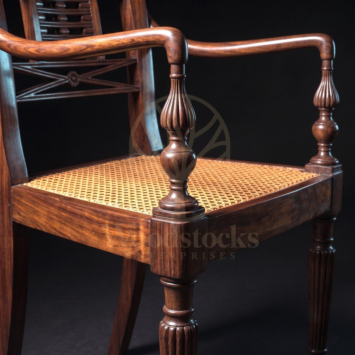 Hand Carved Teak Colombo Pierced-Back Elbow Chair, Saharanpur, view 3