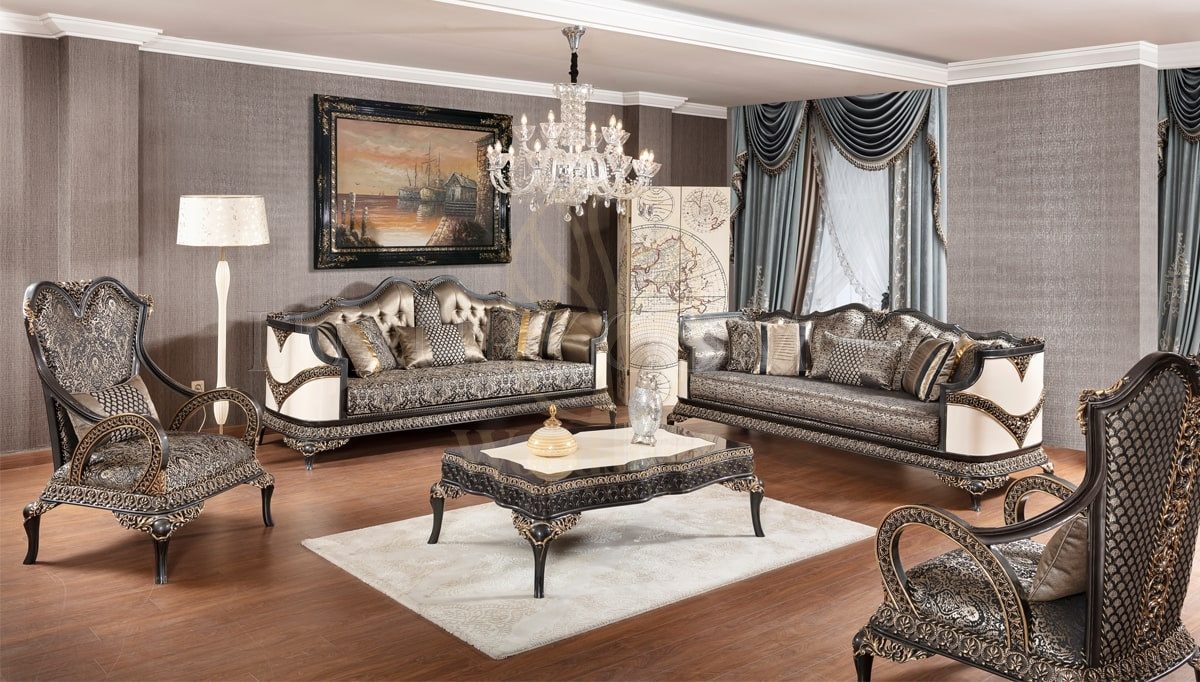 Royal Resso Hand Carved Teak Sofa Set, Saharanpur, Sofa Set