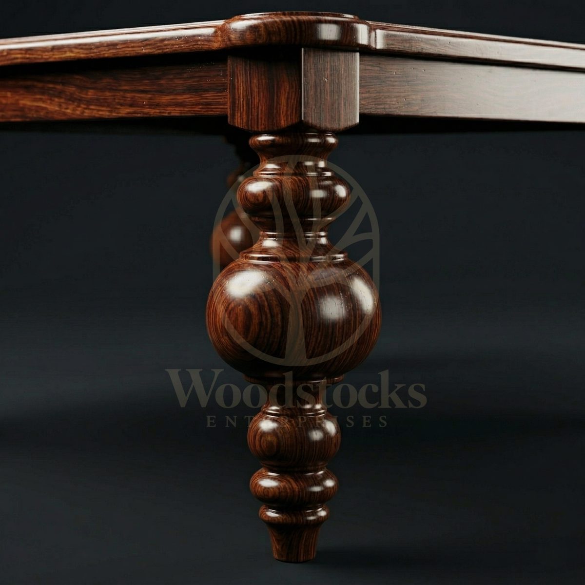 Royal Hand Carved Teak Lancashire Turned-Leg Baroque Coffee Table, Saharanpur, view 3