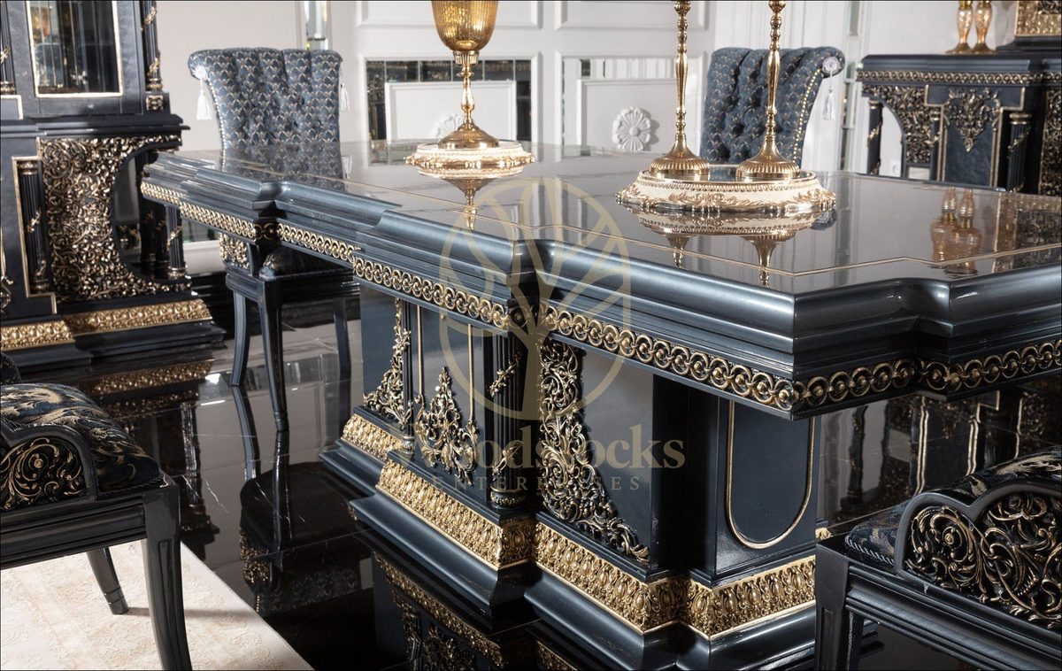 Teak Palace Blue and Silver Dining Set, view 12
