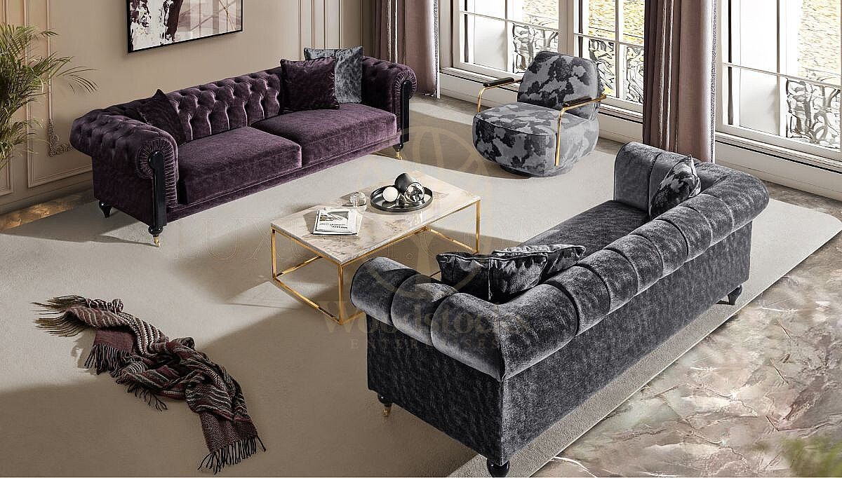Royal Merano Chesterfield Hand Carved Teak Sofa Set, Saharanpur, view 2