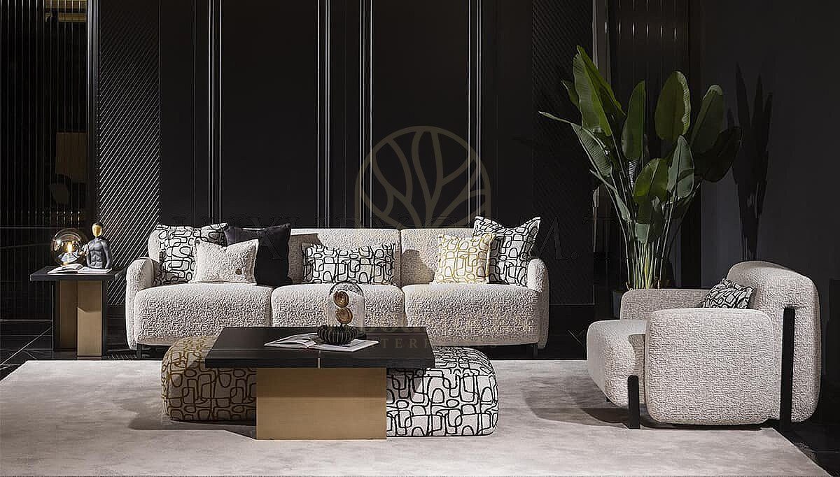 Luxury Cortina Beige Handcrafted Teak Sofa Set, Saharanpur, view 3