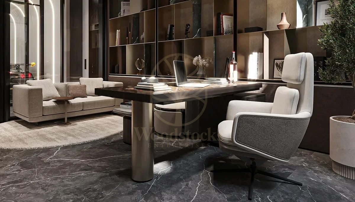 Luxury Kanyon Handcrafted Teak Office Table, Saharanpur, view 2