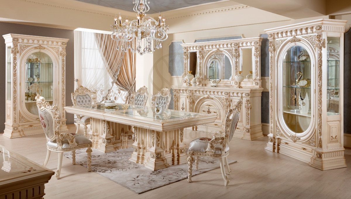 Royal Oguta Hand Carved Teak Dining Table Set, Saharanpur, Dining Table