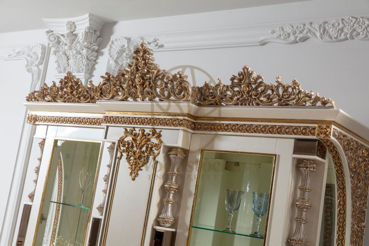 Teak Ornate Cream and Gold Dining Set, view 13