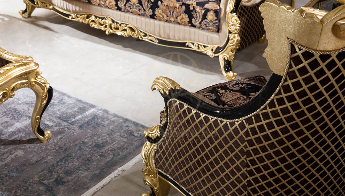 Royal Mecidiye Black Hand Carved Teak Sofa Set, Saharanpur, view 9